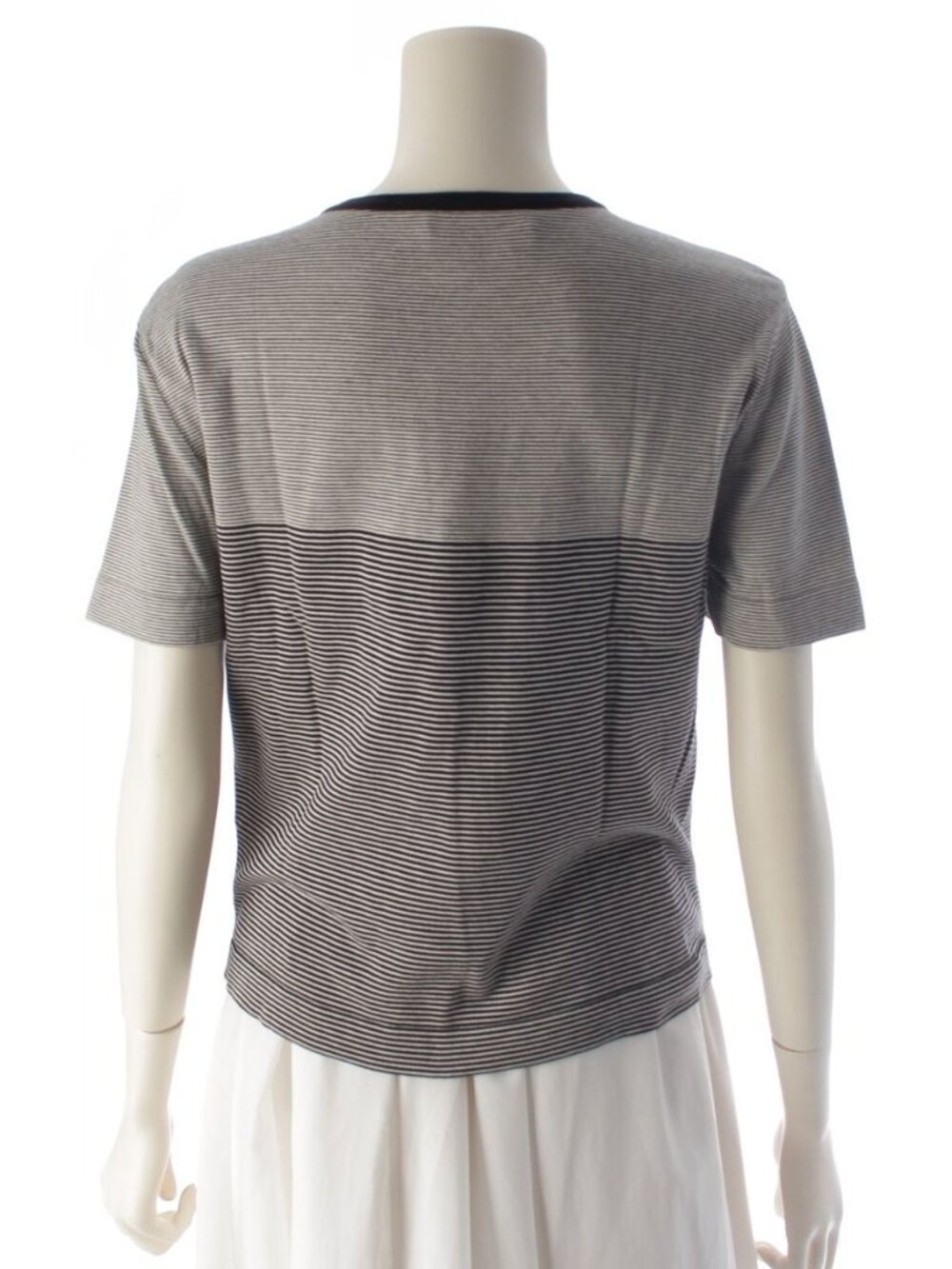 Chanel 97c Cotton CC Logo Border Short Sleeve T-Shirt White Black 42 - Picture 4 of 10
